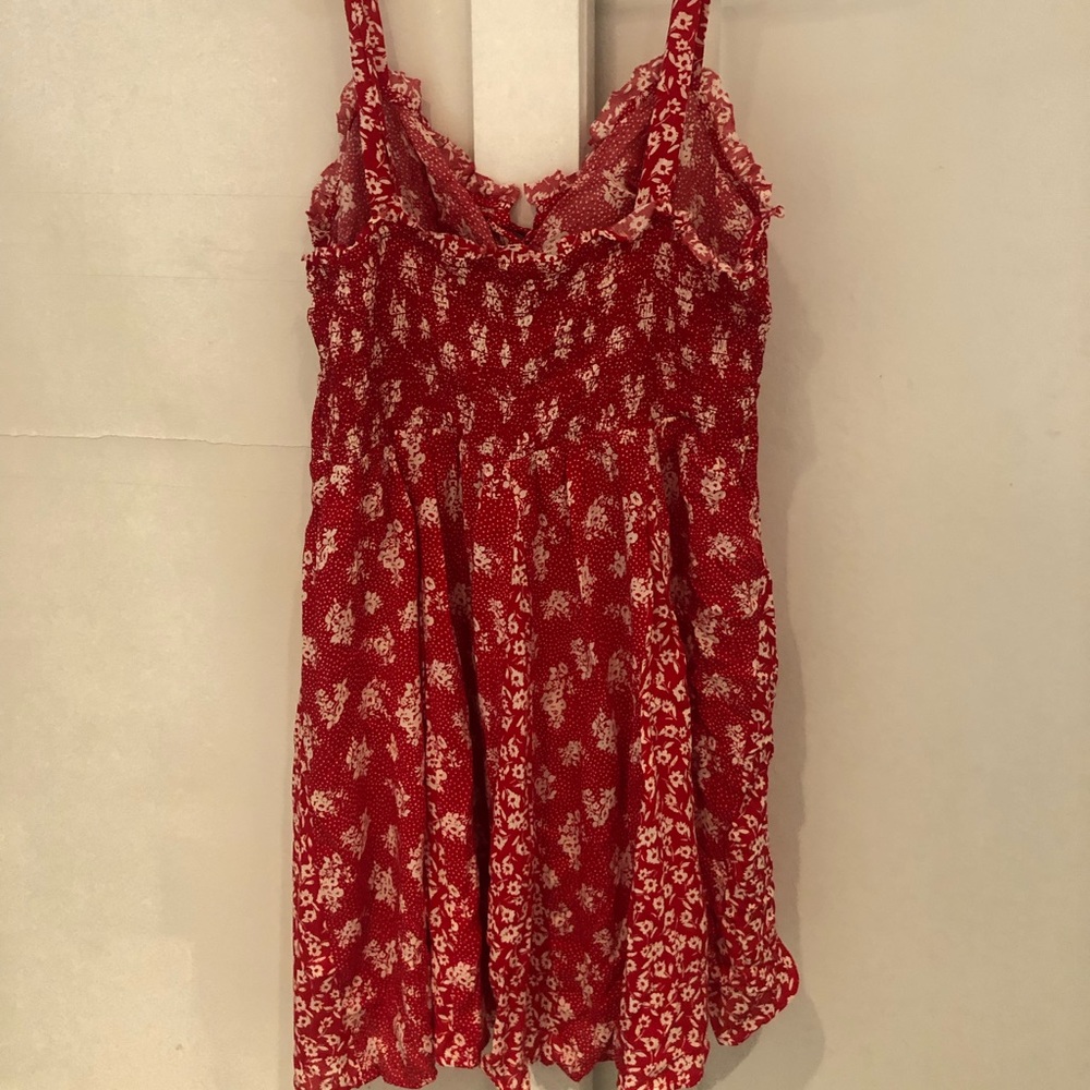 Free People Don’t Dare Red Mixed Floral Print Mini Dress